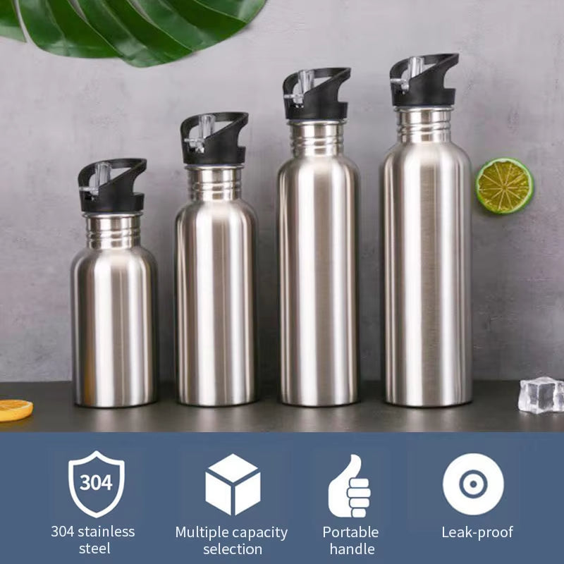 500/750/1000Ml Stainless Steel Water Bottle with Straw Sports Water Bottle Cold Water Bottle for Gym Cycling Hiking Drinkware