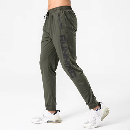 Gym Sweatpants Man Thin Fitness Trousers Slim Fit Quick Dry Running Long Pants Elastic Men Workout Pant